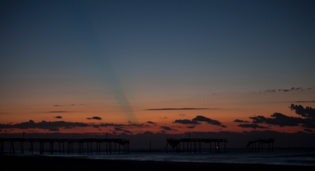 Crepuscular rays, moments before sunrise